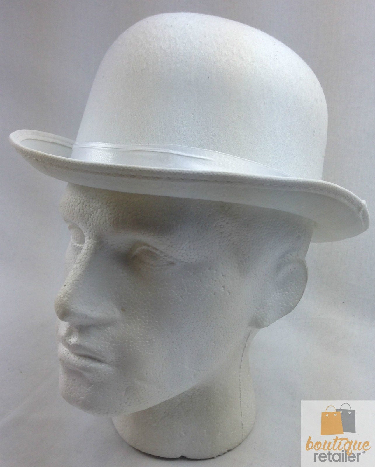 BOWLER HAT Party Vintage Costume Derby Felt Dance Halloween in White V563-21210-WHT