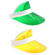 2x Yellow Perspex Visor with White Rim - Retro 80s Rave Accessory, Adjustable Fit Australia Day V563-21234-2X