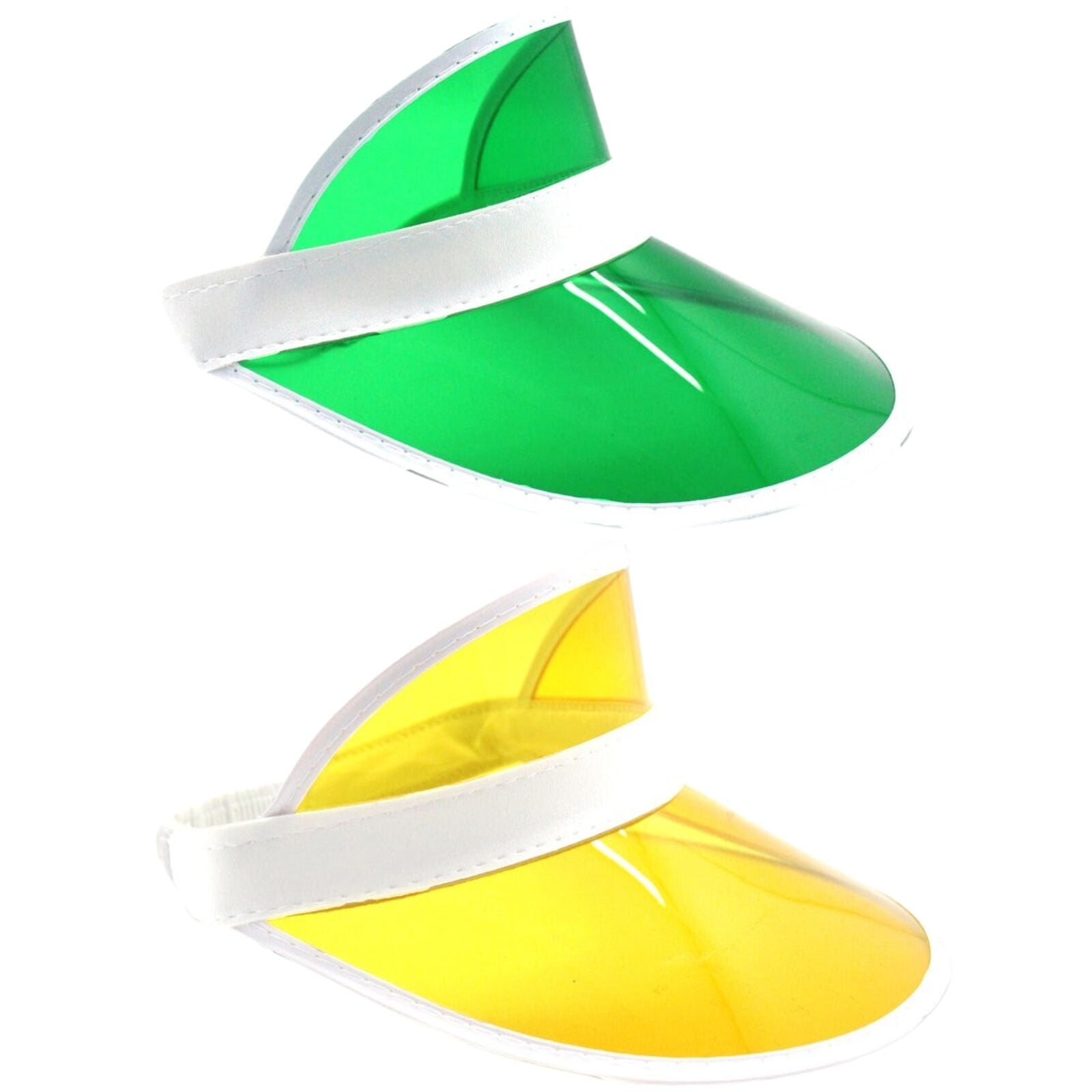 2x Yellow Perspex Visor with White Rim - Retro 80s Rave Accessory, Adjustable Fit Australia Day V563-21234-2X