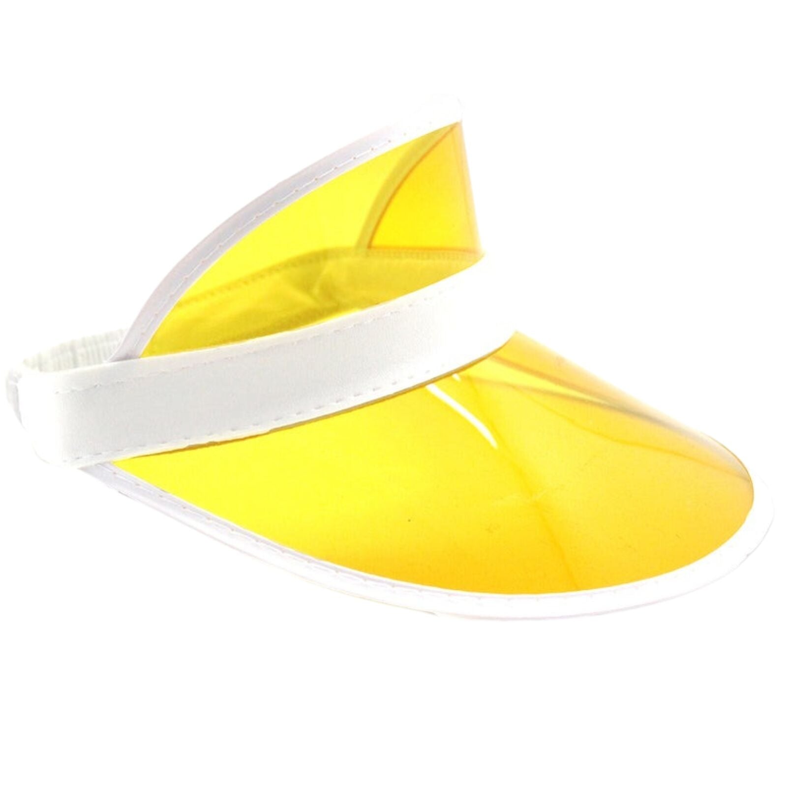2x Yellow Perspex Visor with White Rim - Retro 80s Rave Accessory, Adjustable Fit Australia Day V563-21234-2X