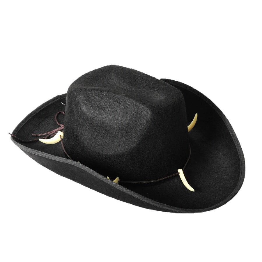 Crocodile Dundee-Style Black Cowboy Hat - Adjustable Chin Cord for Outback & Western Themes V563-21287-01