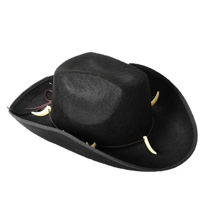 Crocodile Dundee-Style Black Cowboy Hat - Adjustable Chin Cord for Outback & Western Themes V563-21287-01
