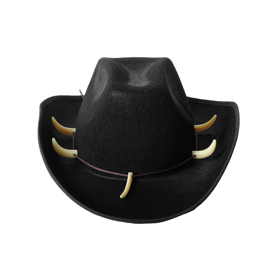 Crocodile Dundee-Style Black Cowboy Hat - Adjustable Chin Cord for Outback & Western Themes V563-21287-01