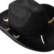 Crocodile Dundee-Style Black Cowboy Hat - Adjustable Chin Cord for Outback & Western Themes V563-21287-01