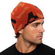 Camo Beanie Hat Winter Ski Army Military Hunting Warm - Orange Camouflage - One Size