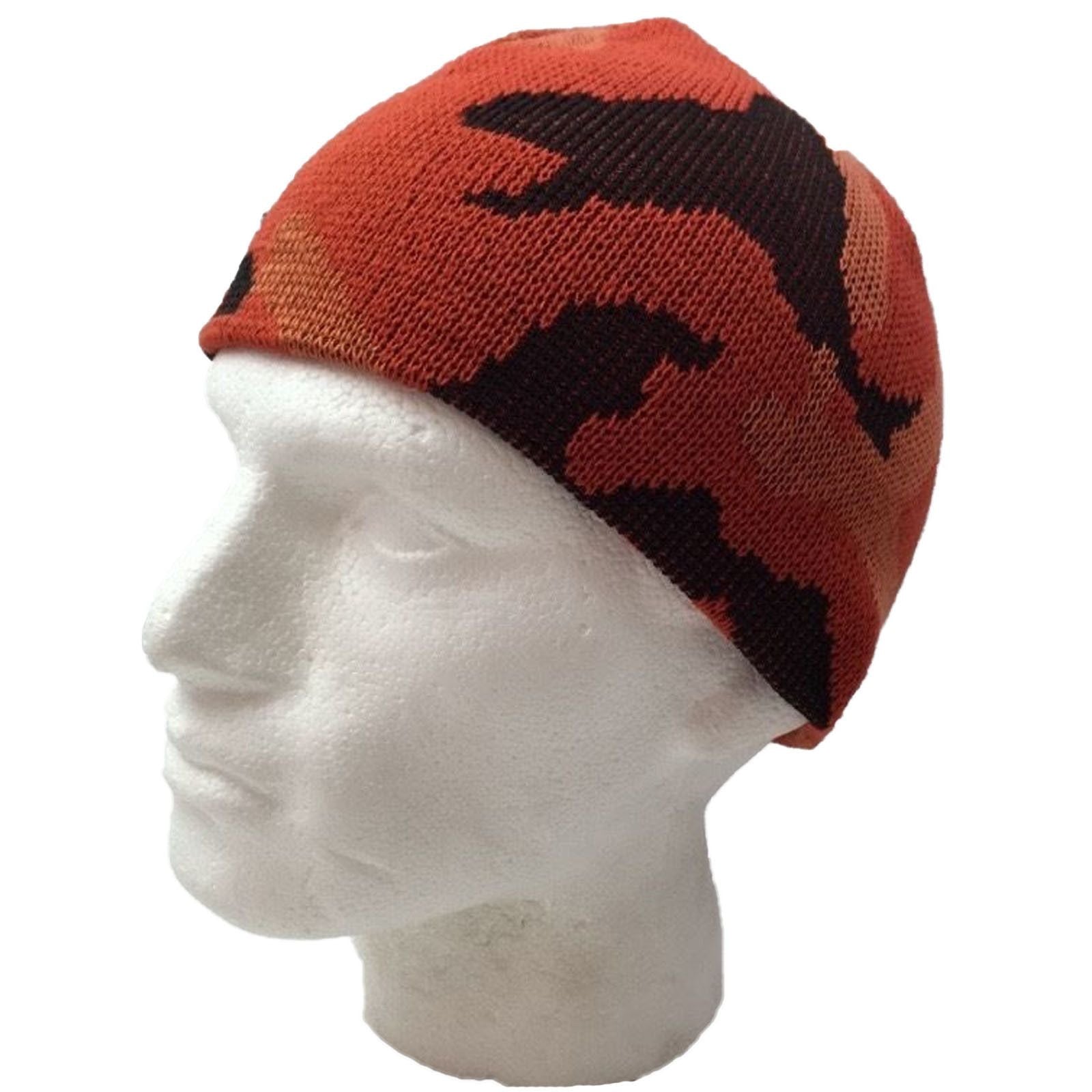 Camo Beanie Hat Winter Ski Army Military Hunting Warm - Orange Camouflage - One Size