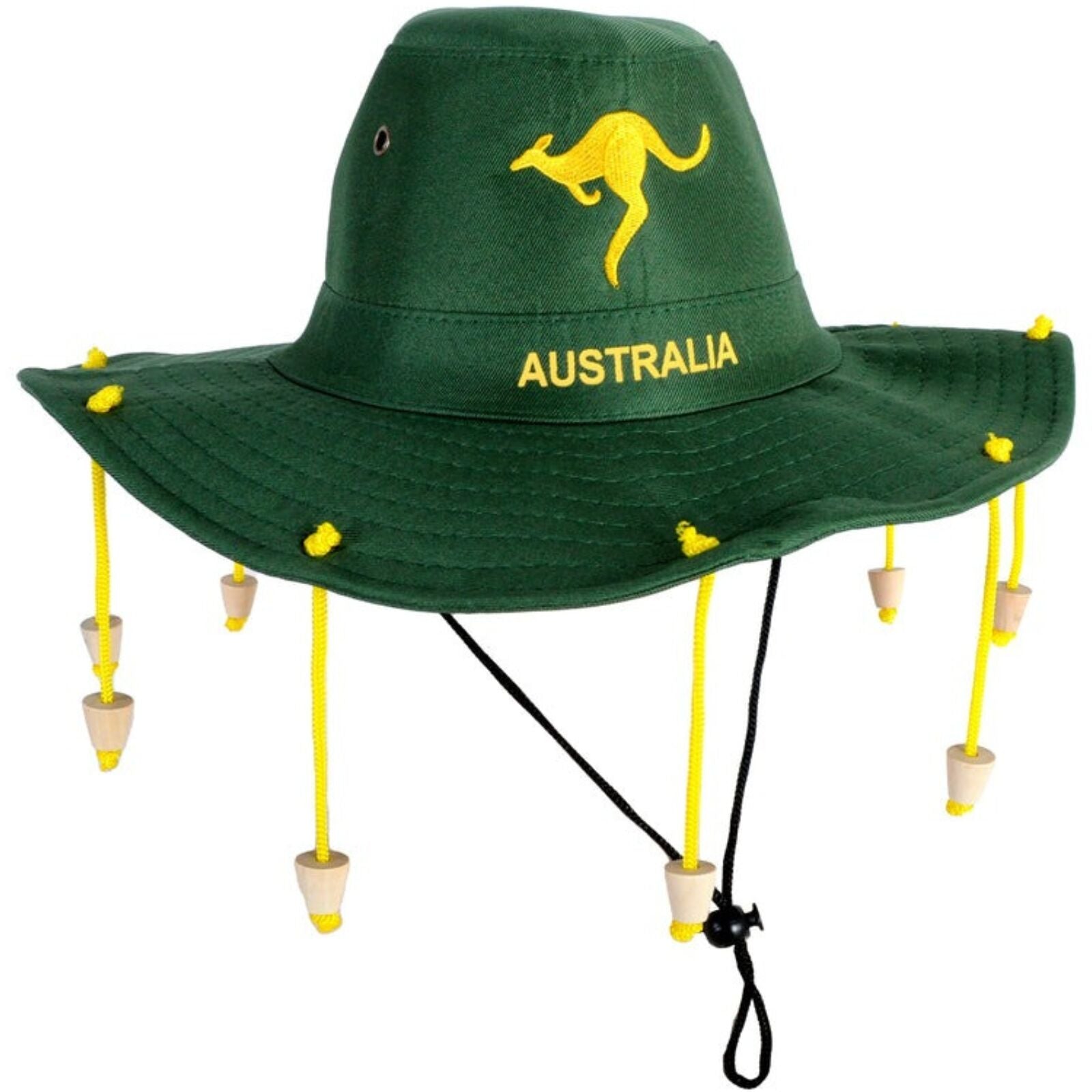 Australian Cork Hat - Green with Gold Kangaroo Embroidery Aussie Australia Day V563-21471