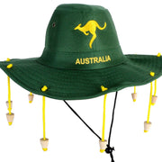 Australian Cork Hat - Green with Gold Kangaroo Embroidery Aussie Australia Day V563-21471