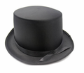 SATIN TOP HAT Costume Party Cap Fancy Dress Trilby Fedora One Size - Black V563-21995-BLK