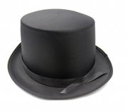 SATIN TOP HAT Costume Party Cap Fancy Dress Trilby Fedora One Size - Black V563-21995-BLK