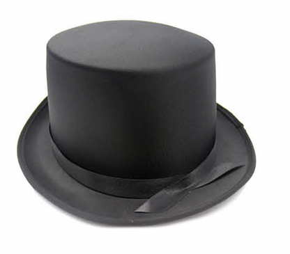 SATIN TOP HAT Costume Party Cap Fancy Dress Trilby Fedora One Size - Black V563-21995-BLK