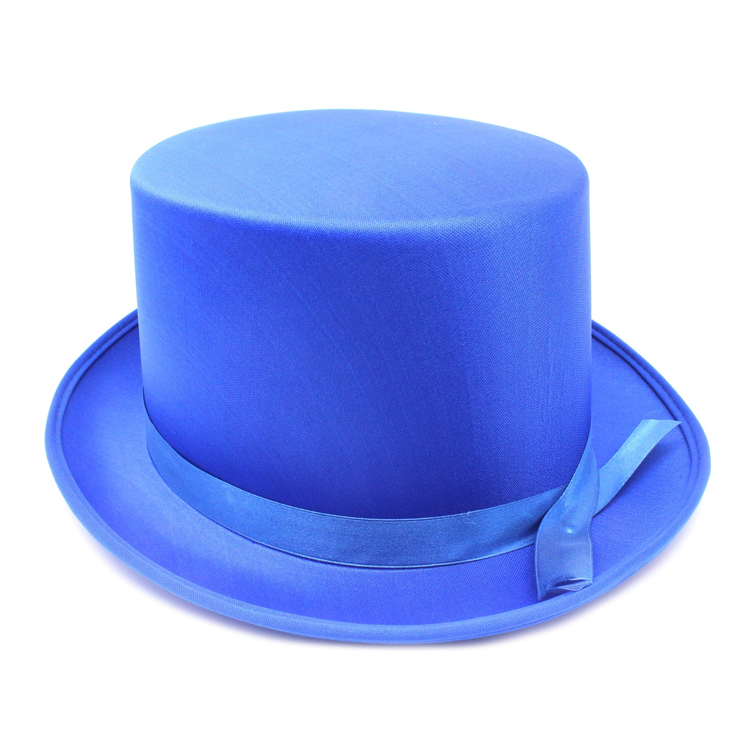 SATIN TOP HAT Costume Party Cap Fancy Dress Trilby Fedora One Size - Blue V563-21995-BLU