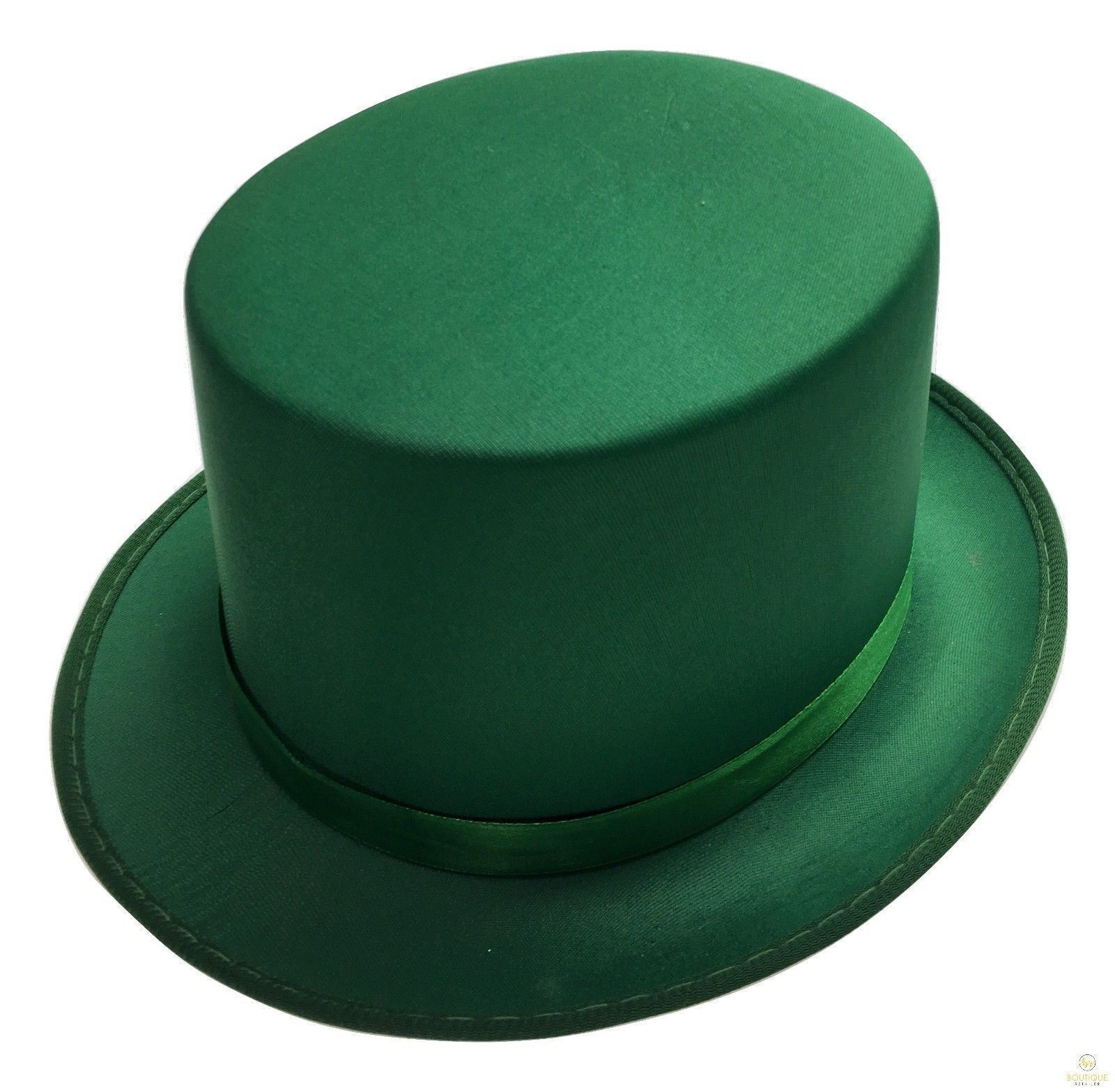 SATIN TOP HAT Costume Party Cap Fancy Dress Trilby Fedora One Size - Green V563-21995-GRN