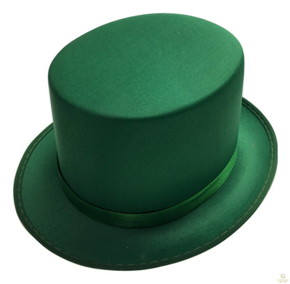 SATIN TOP HAT Costume Party Cap Fancy Dress Trilby Fedora One Size - Green V563-21995-GRN