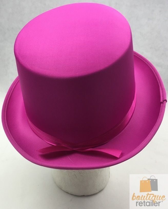 SATIN TOP HAT Costume Party Cap Fancy Dress Trilby Fedora One Size - Hot Pink V563-21995-HTPNK