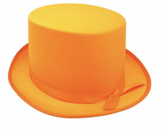 SATIN TOP HAT Costume Party Cap Fancy Dress Trilby Fedora One Size - Orange V563-21995-ORNG