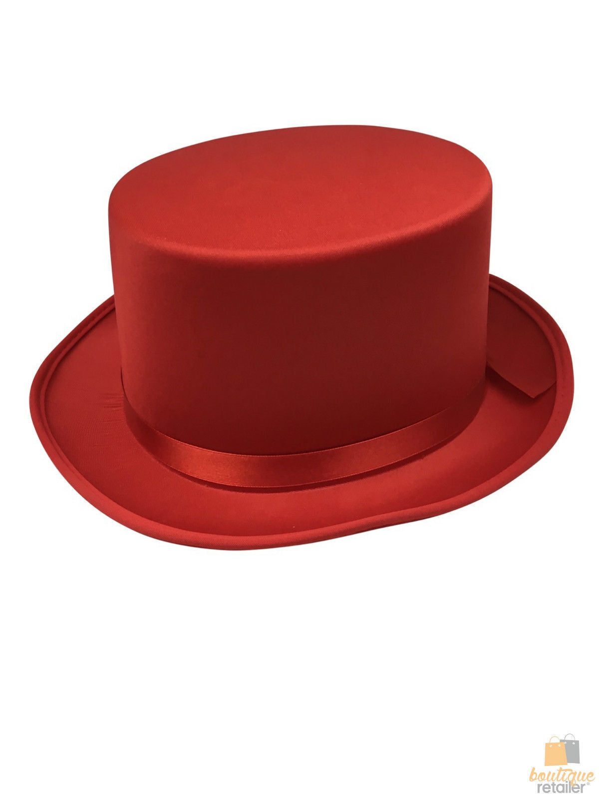 SATIN TOP HAT Costume Party Cap Fancy Dress Trilby Fedora One Size - Red V563-21995-RED