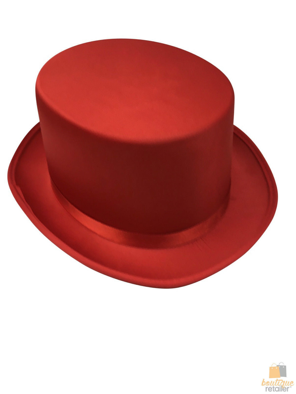 SATIN TOP HAT Costume Party Cap Fancy Dress Trilby Fedora One Size - Red V563-21995-RED