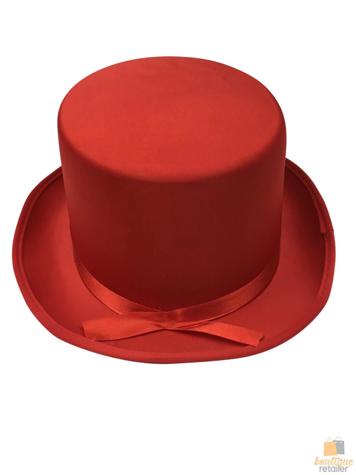 SATIN TOP HAT Costume Party Cap Fancy Dress Trilby Fedora One Size - Red V563-21995-RED
