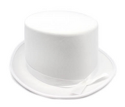 SATIN TOP HAT Costume Party Cap Fancy Dress Trilby Fedora One Size - White V563-21995-WHT