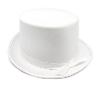 SATIN TOP HAT Costume Party Cap Fancy Dress Trilby Fedora One Size - White V563-21995-WHT
