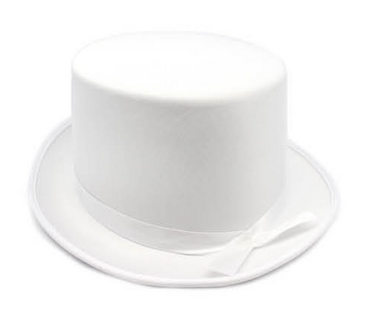 SATIN TOP HAT Costume Party Cap Fancy Dress Trilby Fedora One Size - White V563-21995-WHT