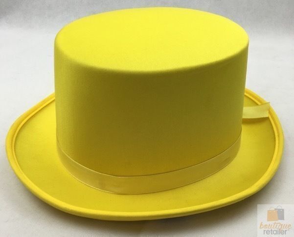 SATIN TOP HAT Costume Party Cap Fancy Dress Trilby Fedora One Size - Yellow V563-21995-YLW
