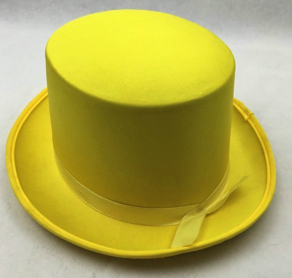 SATIN TOP HAT Costume Party Cap Fancy Dress Trilby Fedora One Size - Yellow V563-21995-YLW