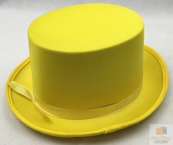 SATIN TOP HAT Costume Party Cap Fancy Dress Trilby Fedora One Size - Yellow V563-21995-YLW