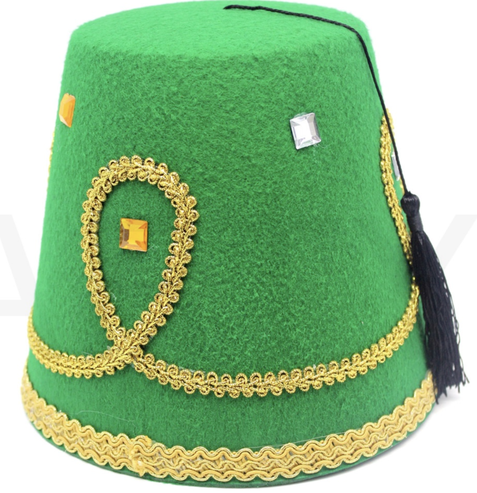 DELUXE TURKISH HAT Red Green Fez Tarboosh Dress Up Costume Party Moroccan - Green V563-22000-GREEN