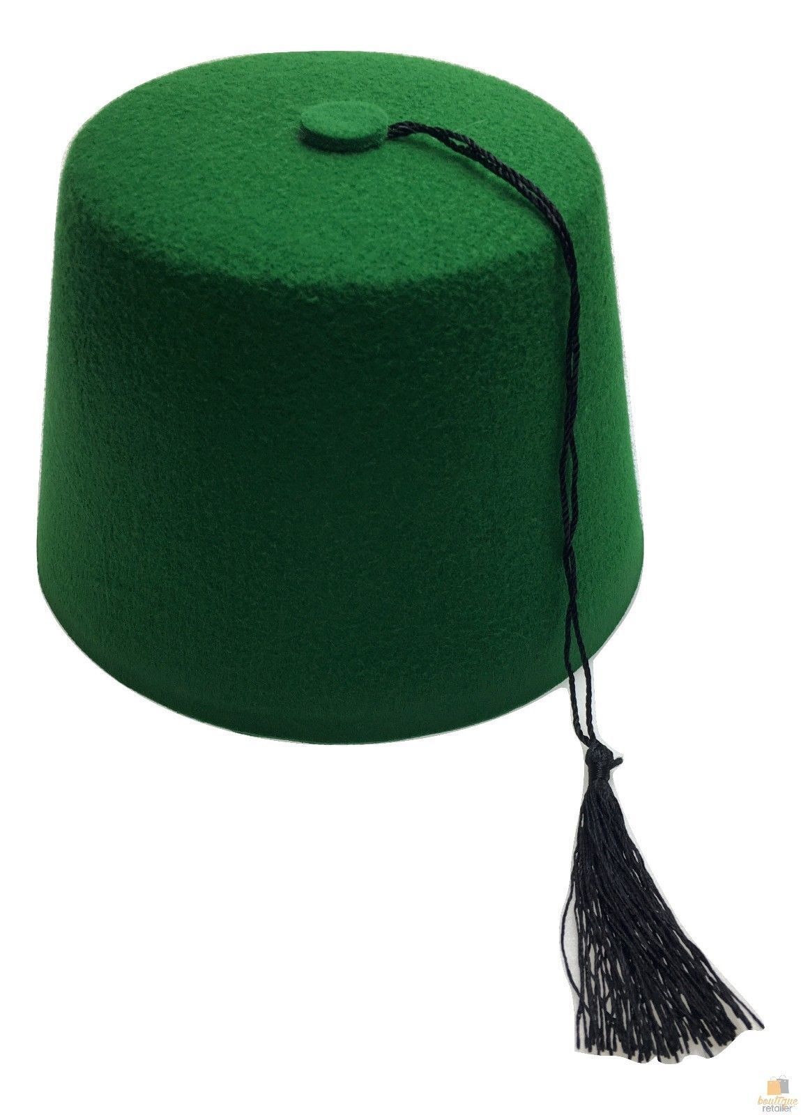 TURKISH HAT Red Green Fez Tarboosh Dress Up Costume Party Moroccan - Green V563-22001-GREEN