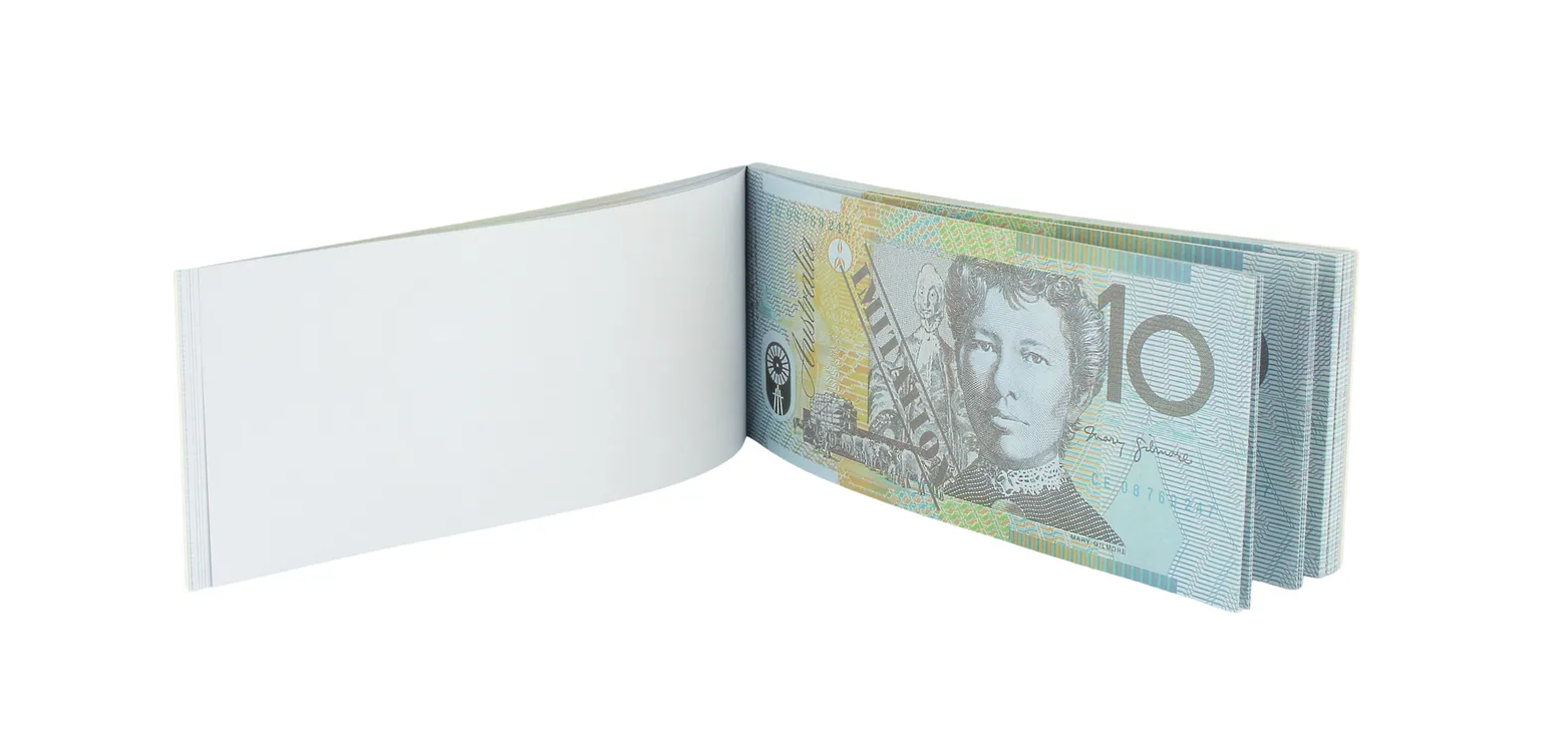 10 Dollar Australian Souvenir Note Pad Fake AUD Money - 1 Pack of 50 Sheets V563-22115-10