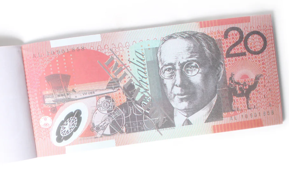 20 Dollar Australian Souvenir Note Pad Fake AUD Money - 1 Pack of 50 Sheets V563-22115-20