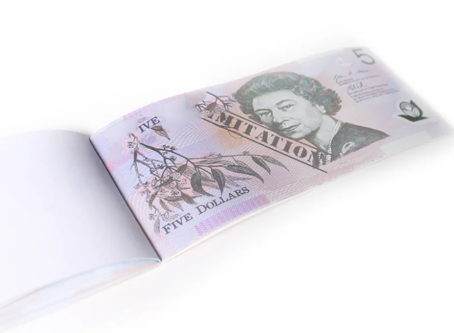 5 Dollar Australian Souvenir Note Pad Fake AUD Money - 1 Pack of 50 Sheets V563-22115-5