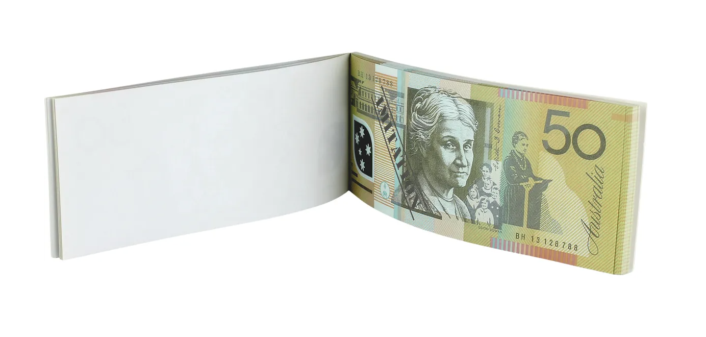 50 Dollar Australian Souvenir Note Pad Fake AUD Money - 1 Pack of 50 Sheets V563-22115-50