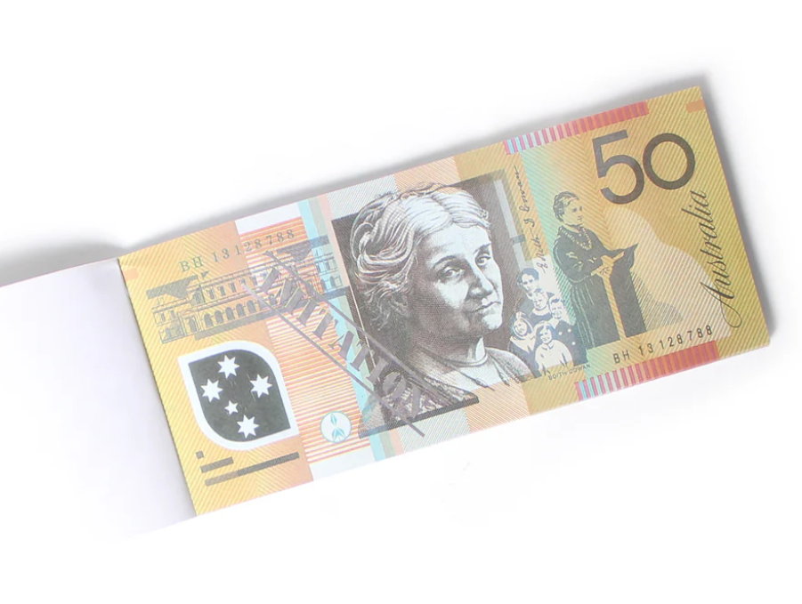 50 Dollar Australian Souvenir Note Pad Fake AUD Money - 1 Pack of 50 Sheets V563-22115-50