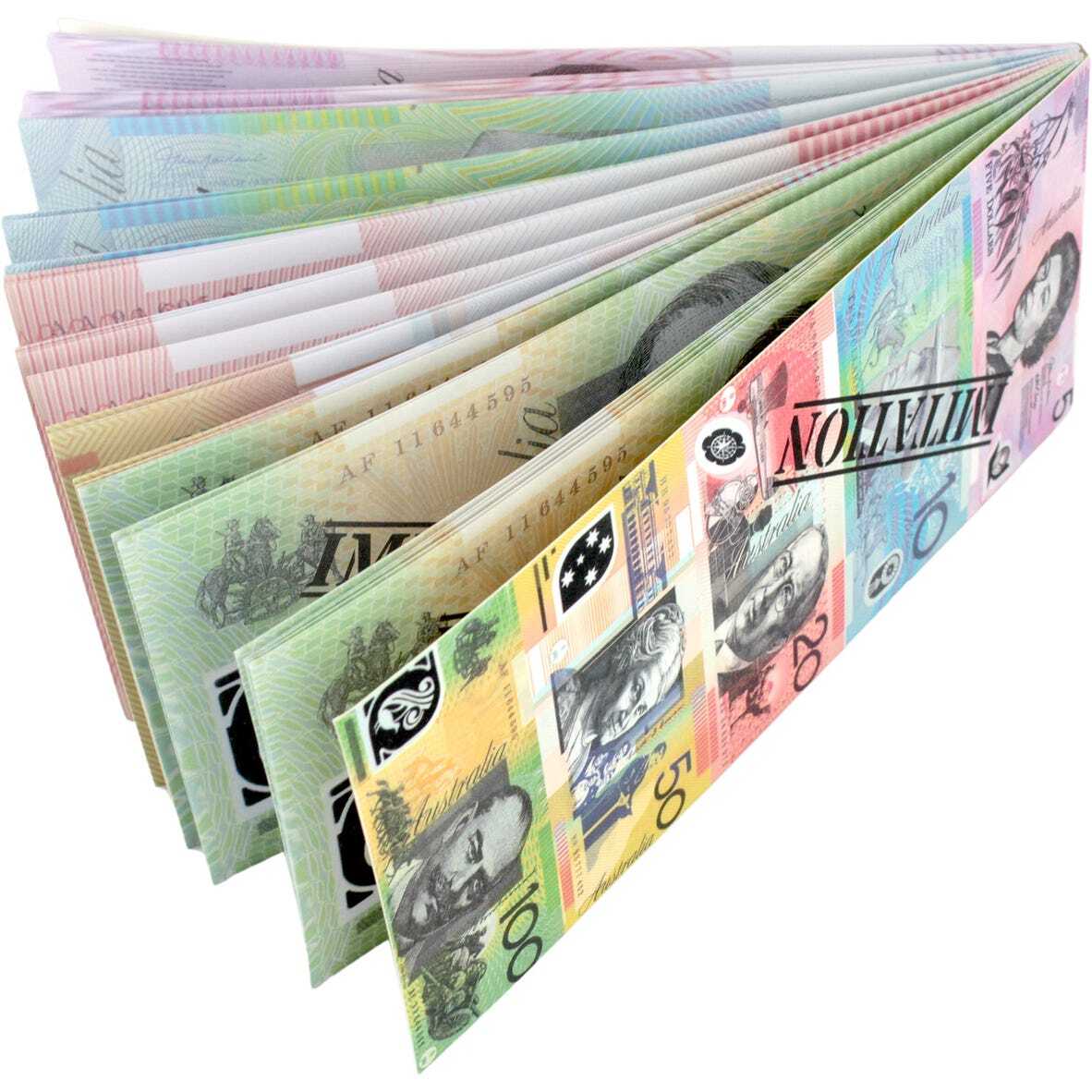 Assorted Dollar Australian Souvenir Note Pad Fake AUD Money - 1 Pack of 50 Sheets V563-22115-ASSORTED