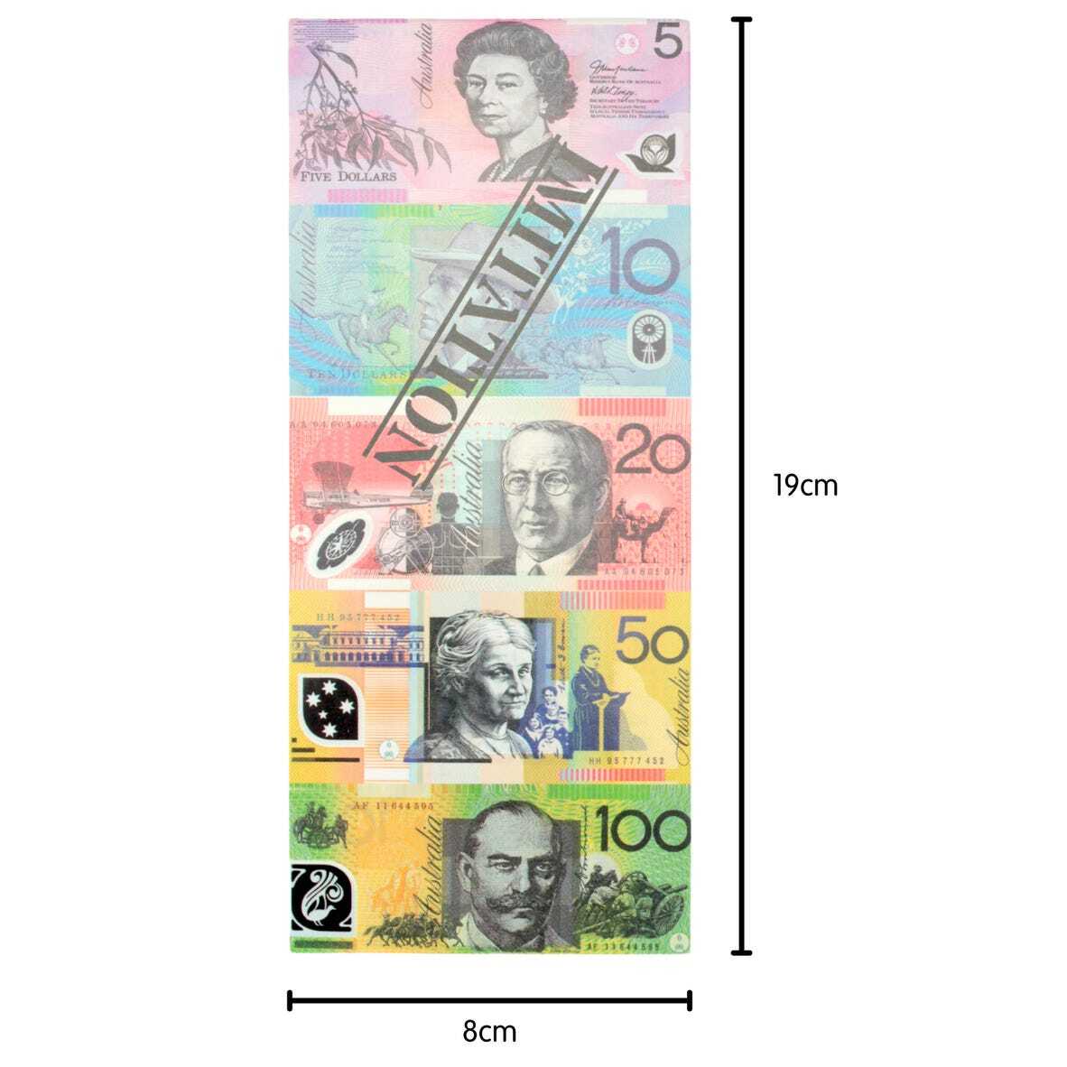 Assorted Dollar Australian Souvenir Note Pad Fake AUD Money - 1 Pack of 50 Sheets V563-22115-ASSORTED