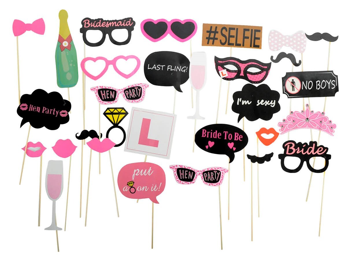 20x Bride To Be Photo Booth Props Hens Bridal Party Bachelorette Selfie V563-22146-01