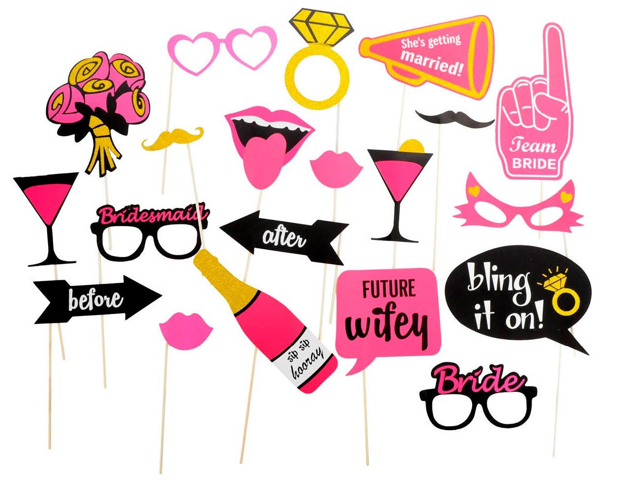 20x Bride To Be Photo Booth Props Hens Bridal Party Bachelorette Selfie V563-22146-02