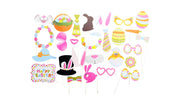 28pcs Easter Photo Booth Props Party Selfie Costume Rabbit Egg Bunny V563-22147-04