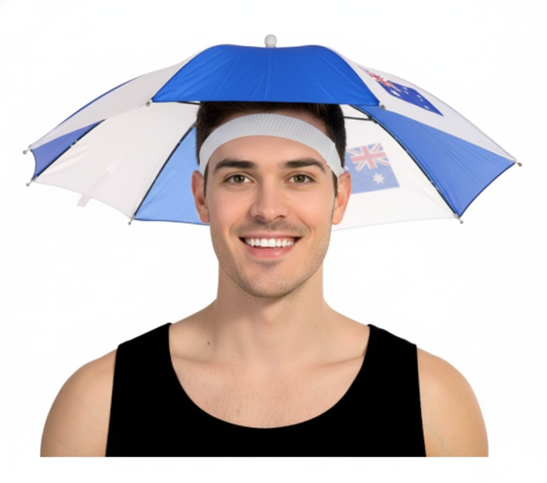 AUSTRALIA UMBRELLA HAT Rain Novelty Cap Costume Outdoor Camping Beach Fishing V563-22209