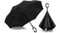 Reverse Umbrella Windproof Double Layer C-Handle Inverted Folding in Black V563-22214-01