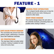 Reverse Umbrella Windproof Double Layer C-Handle Inverted Folding in Galaxy Print V563-22215-02