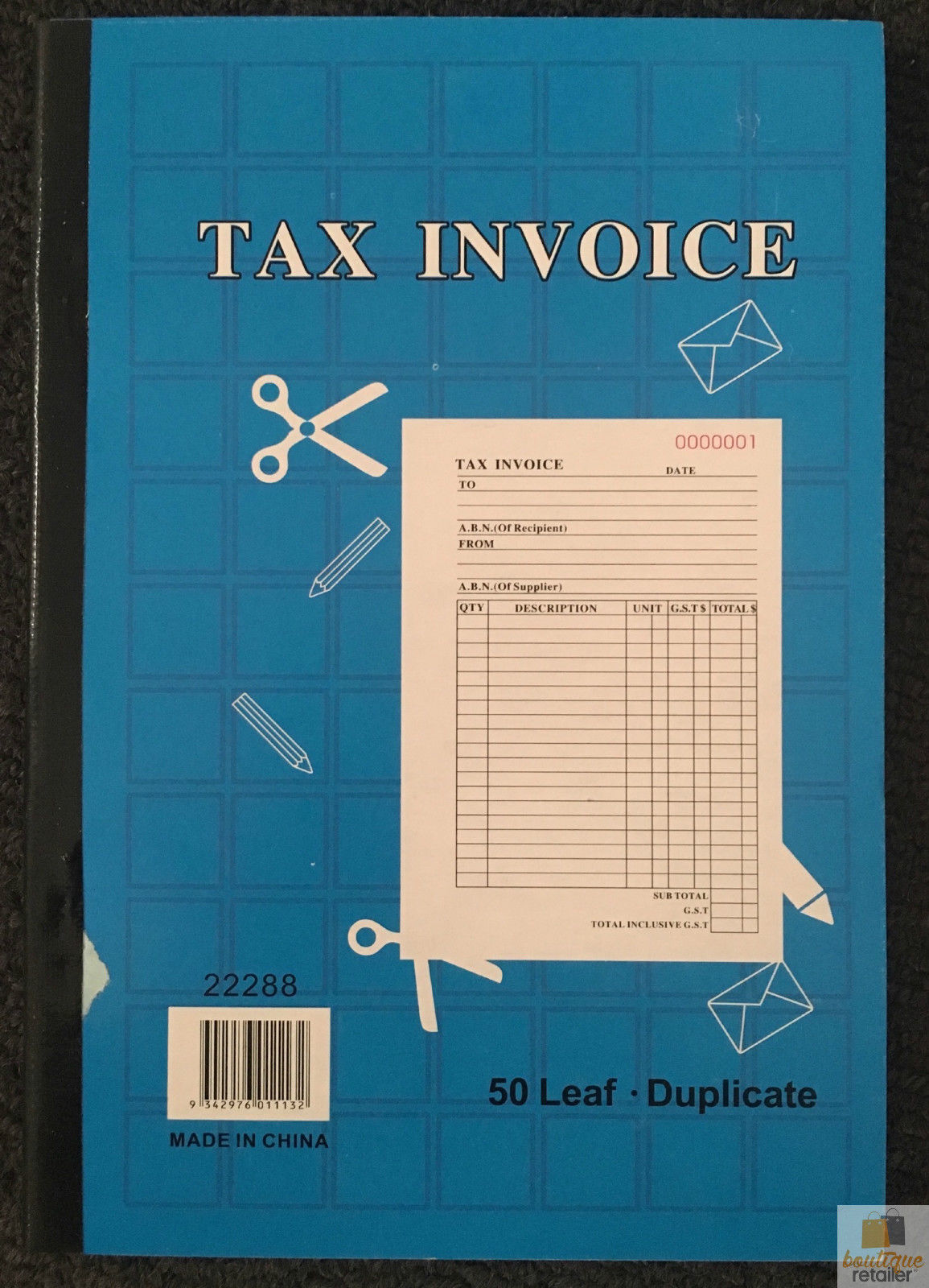 TAX INVOICE BOOK 50 Page Duplicate Statement Carbonless Quote V563-22288