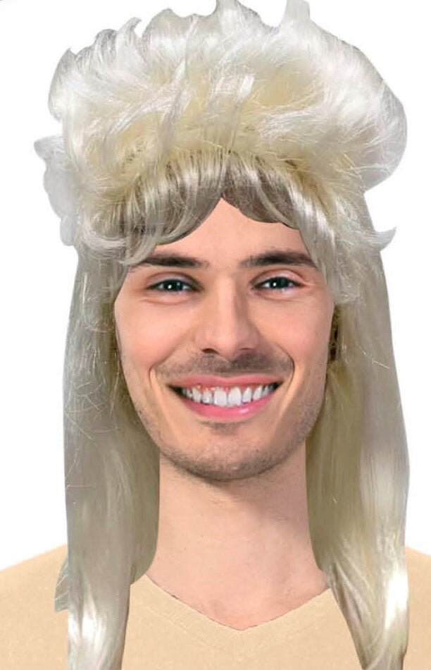 Mullet Wig 80s Fancy Dress Mens Party Costume Rock Bogan Punk 70s 90s - Blonde V563-22389