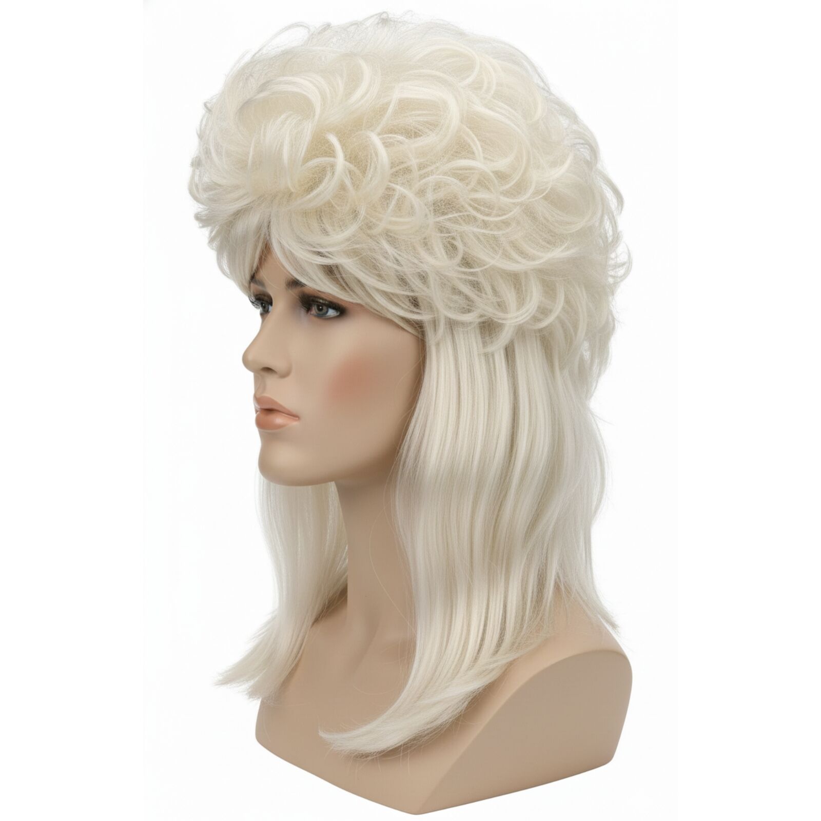 Mullet Wig 80s Fancy Dress Mens Party Costume Rock Bogan Punk 70s 90s - Blonde V563-22389