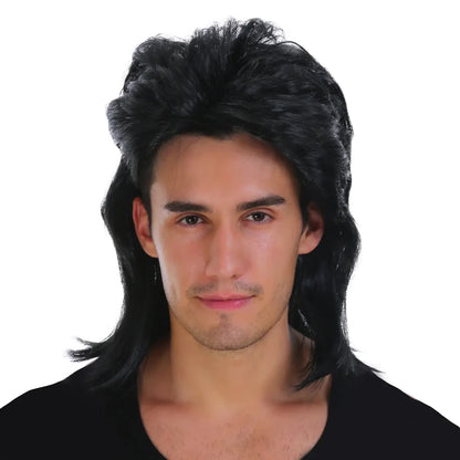 Mullet Wig 80s Party Costume Rock Bogan Punk 70s 90s Hair - Black V563-22601