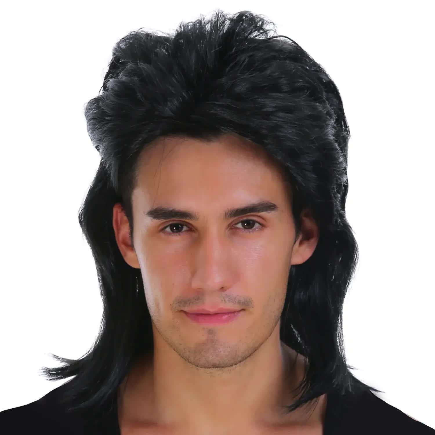 Mullet Wig 80s Party Costume Rock Bogan Punk 70s 90s Hair - Black V563-22601