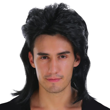 Mullet Wig 80s Party Costume Rock Bogan Punk 70s 90s Hair - Black V563-22601